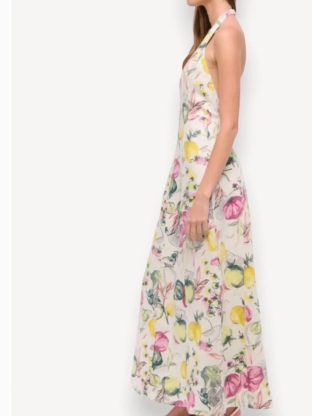 100% Linen A&F Floral/Fruit Maxi Dress NWT